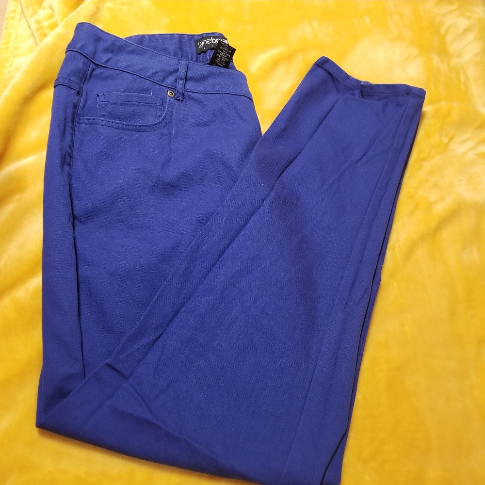 A pair of royal blue skinny jeans